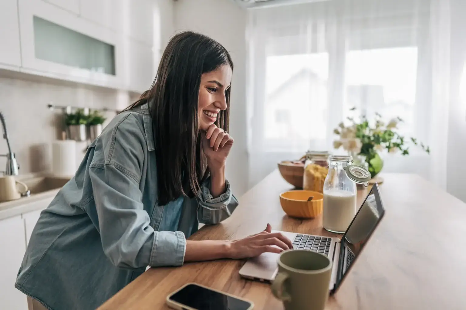 Girl working from home